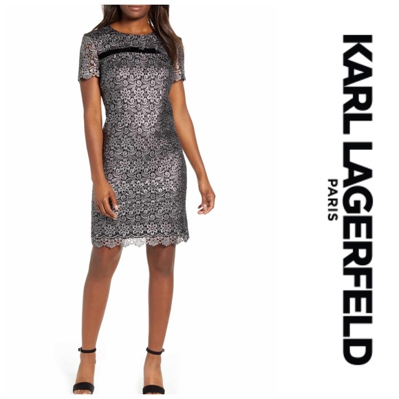 Karl Lagerfeld Metallic Lace Cocktail Dress - Picture 2 of 3